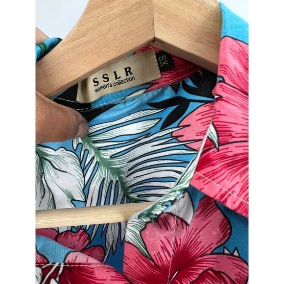 SSLR Womens Size XS Hawaiian Summer Button-Up Shirt Short Sleeve Multicolor - Picture 4 of 6